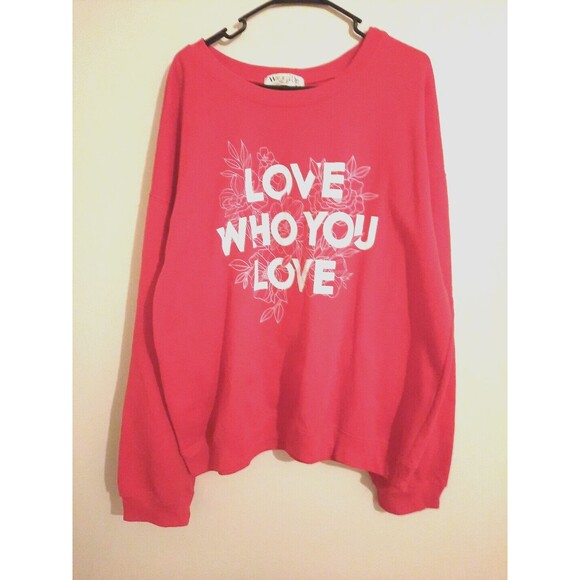 🧥 Wound Up Women’s XXXL Red Sweatshirt – “Love Who You Love” Pride Pullover - Picture 1 of 5